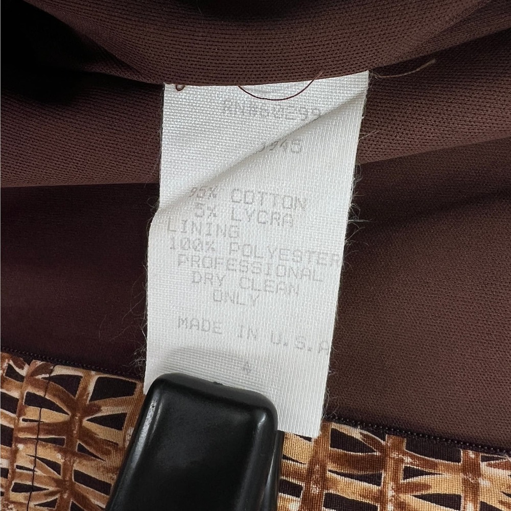 CHETTA B Vintage Dress Womens 4 Tan Brown Cotton Square Neck Sleeveless Sheath - Picture 14 of 16